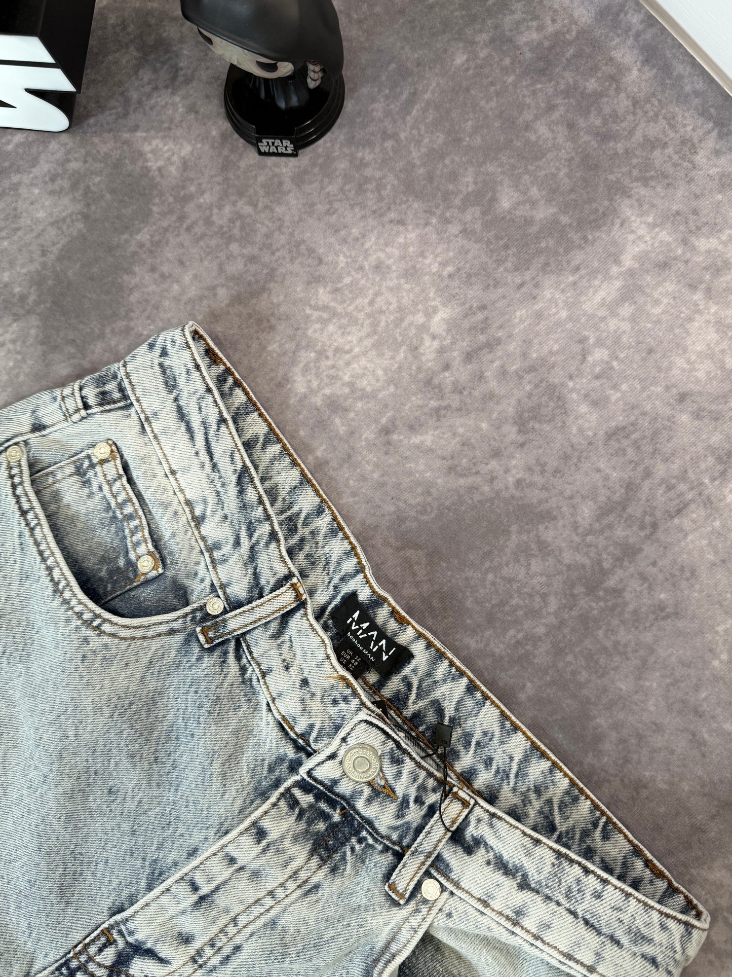 Slim Flare Washed Distressed Gusset Panel Jeans