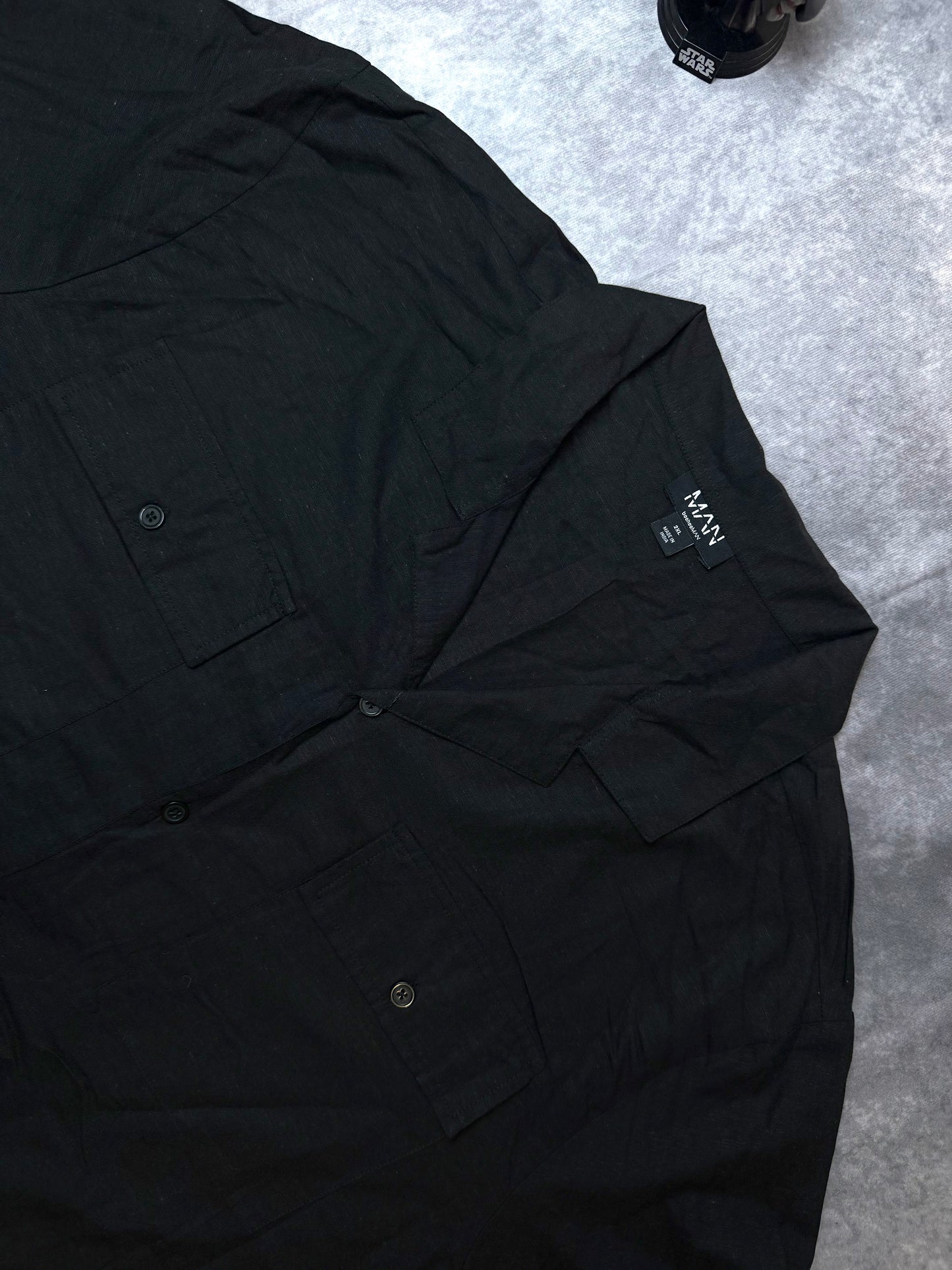 Plus Oversized Short Sleeve Linen Cargo Shirt & Short Set