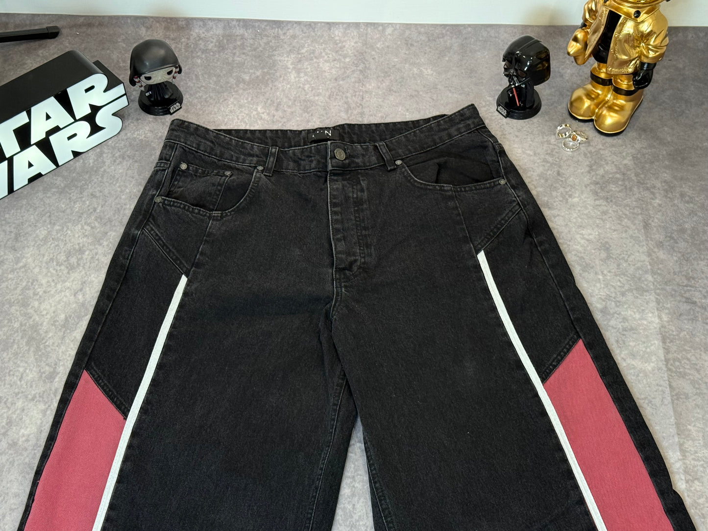 Tall Baggy Moto Panel Jeans