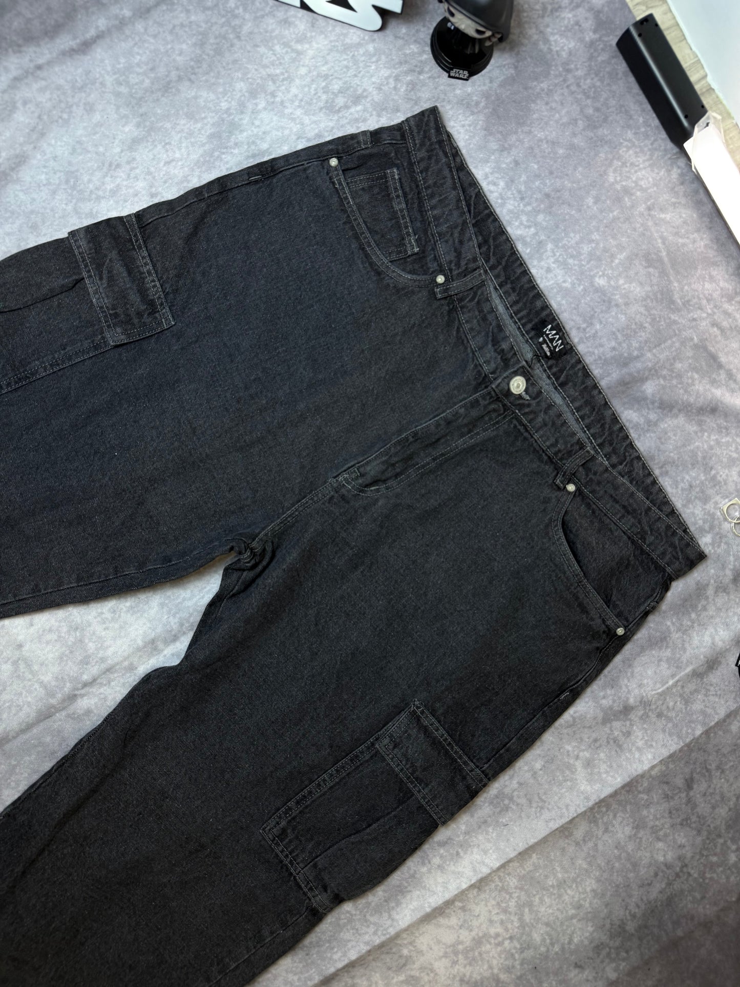 Plus Zip Hem Straight Fit Cargo Jeans