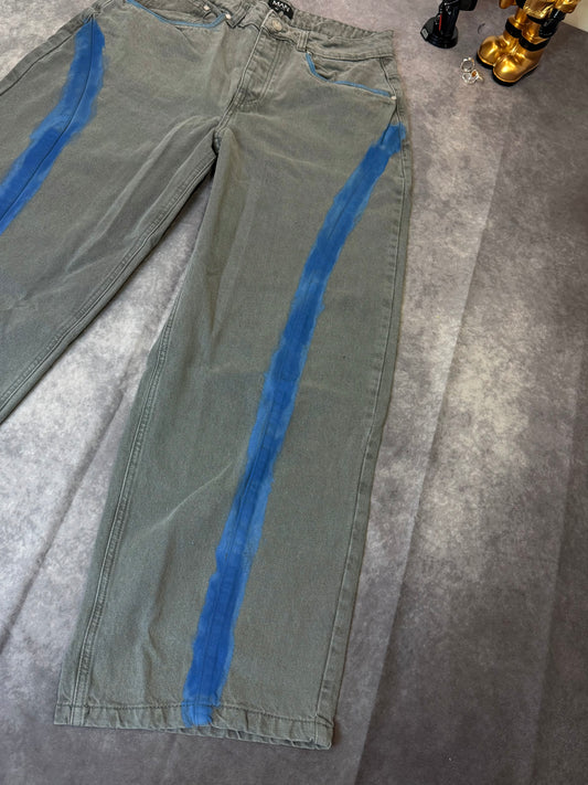 Baggy Rigid Bleached Seam Detail Denim Jeans