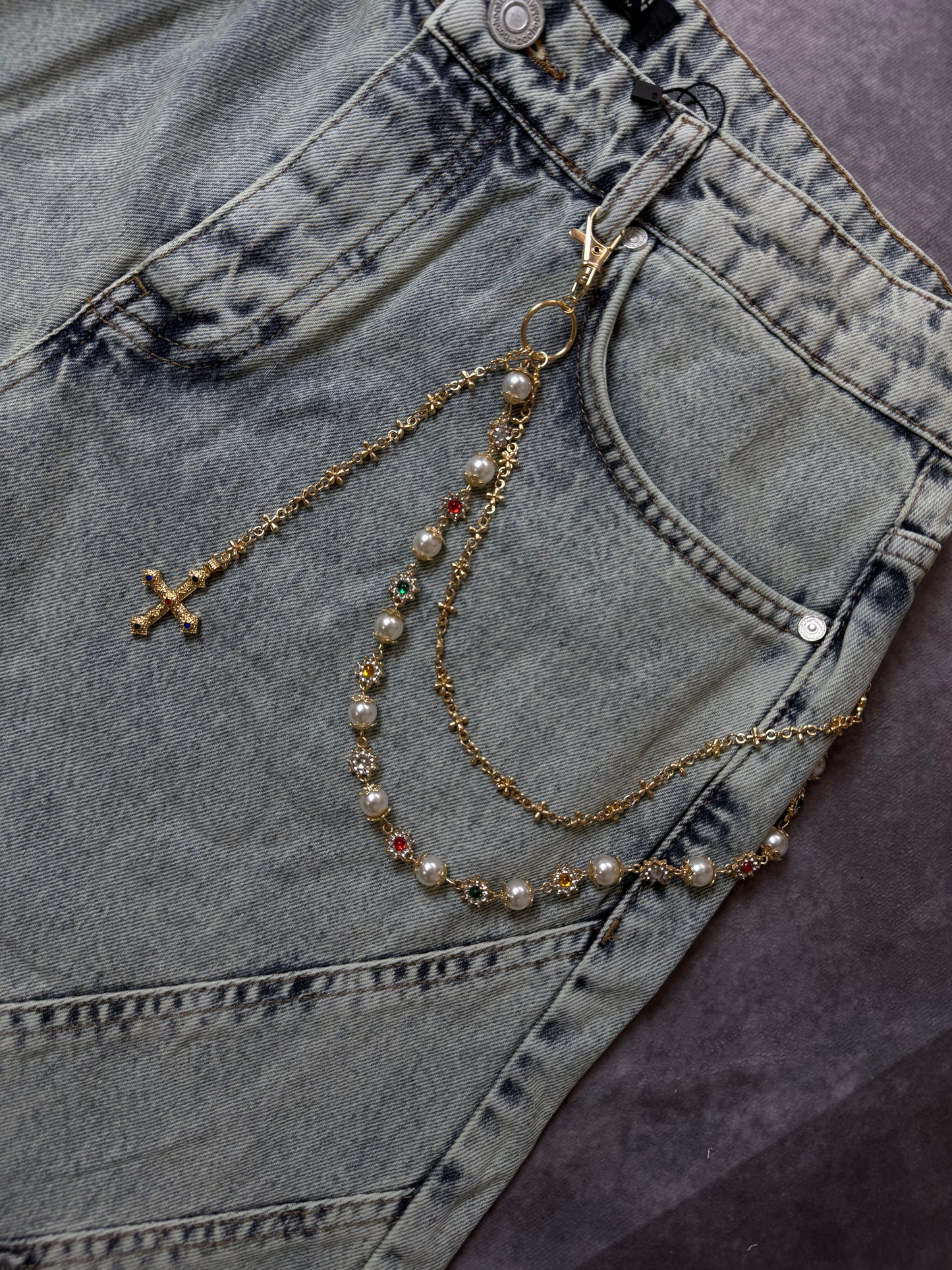 Vintage Luxurious Multi-Layer Rhinestone & Faux Pearl Waist Chain