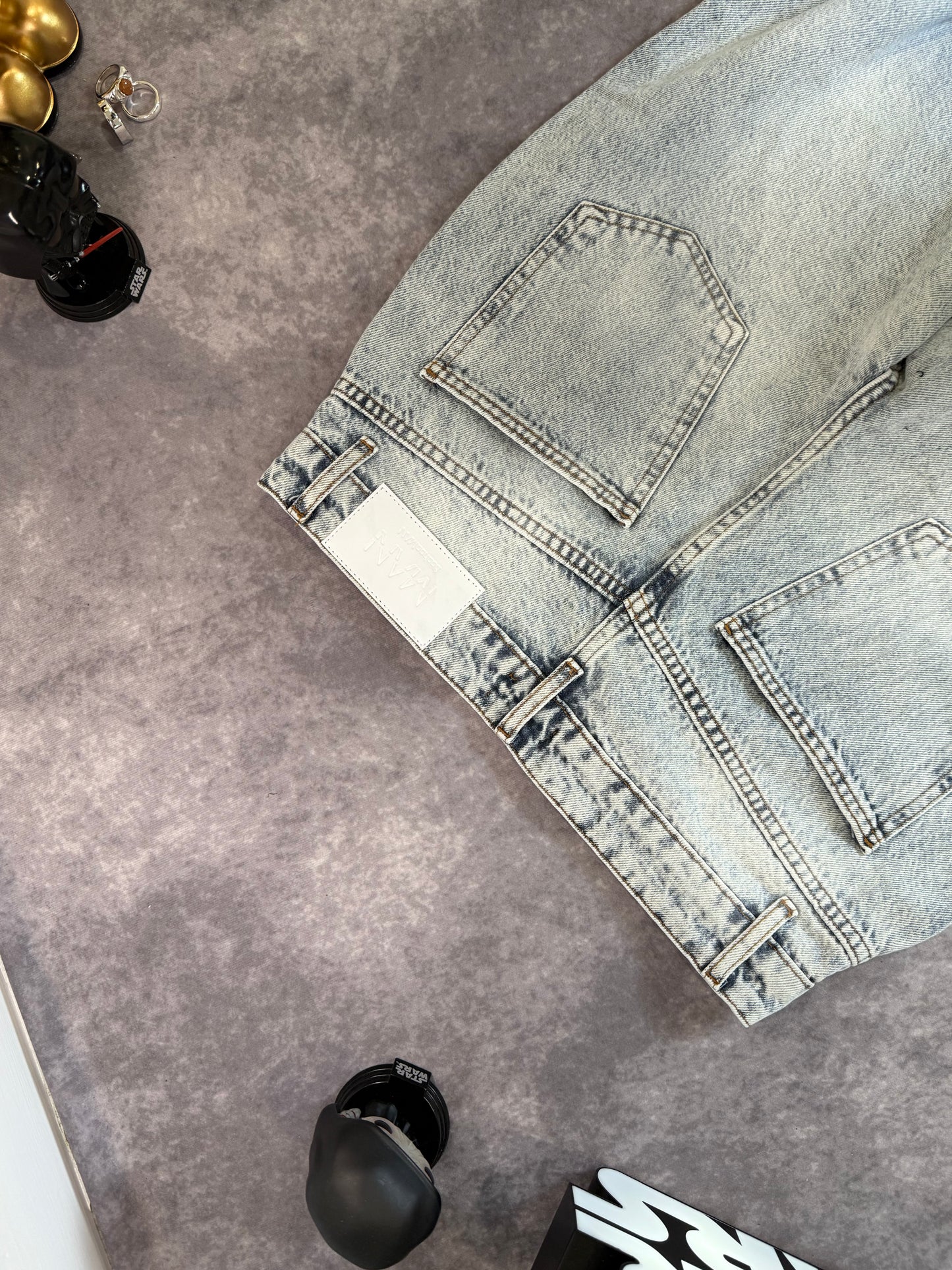 Slim Flare Washed Distressed Gusset Panel Jeans