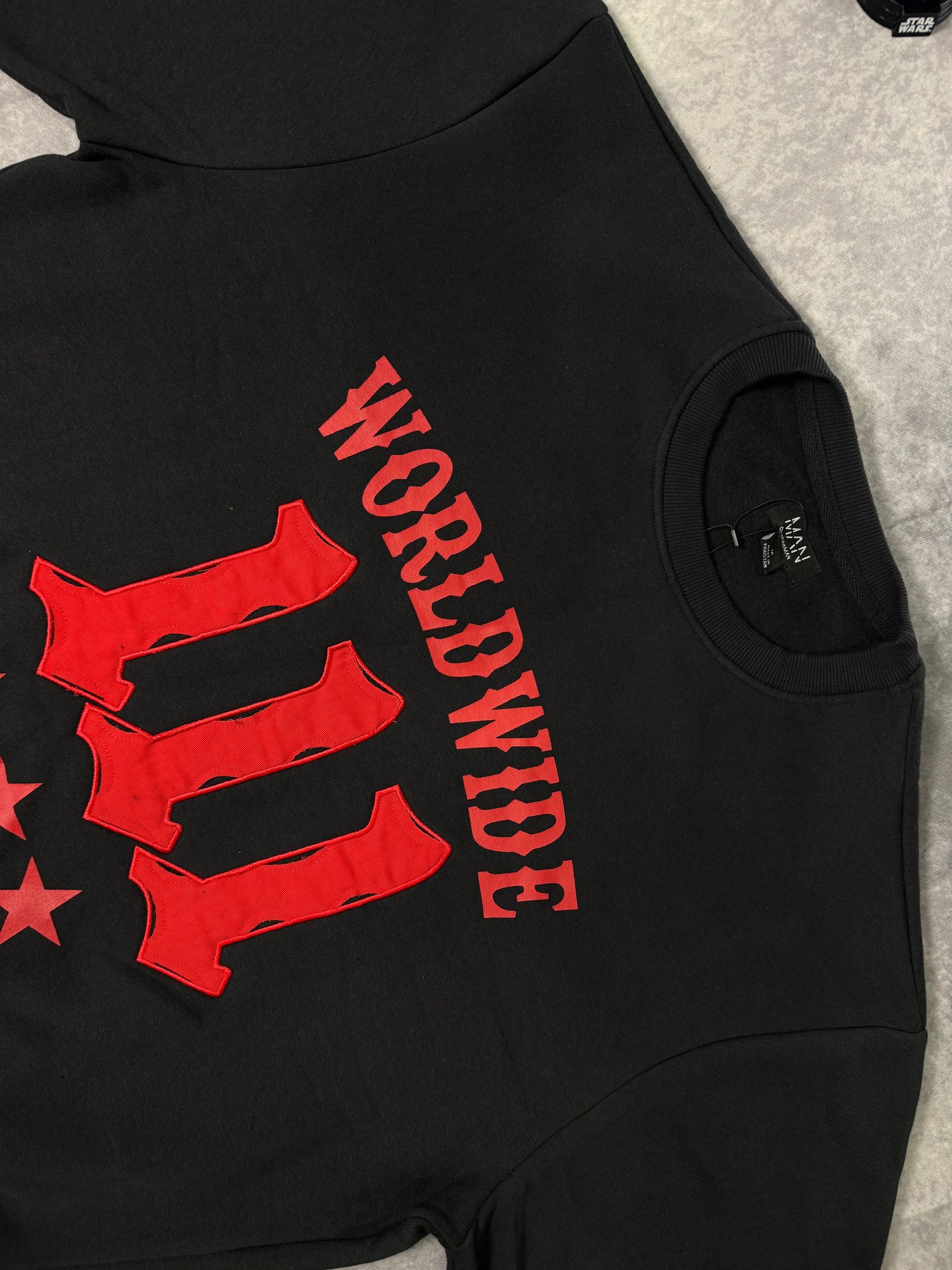 Oversized Boxy Moto Raw Edge Applique Sweatshirt