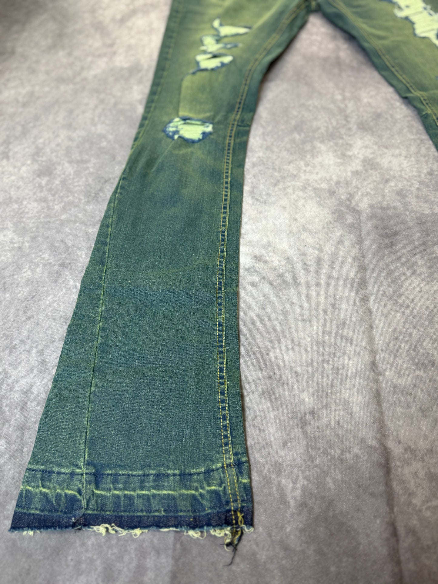 Skinny Stretch Stacked Flared Ripped Jeans