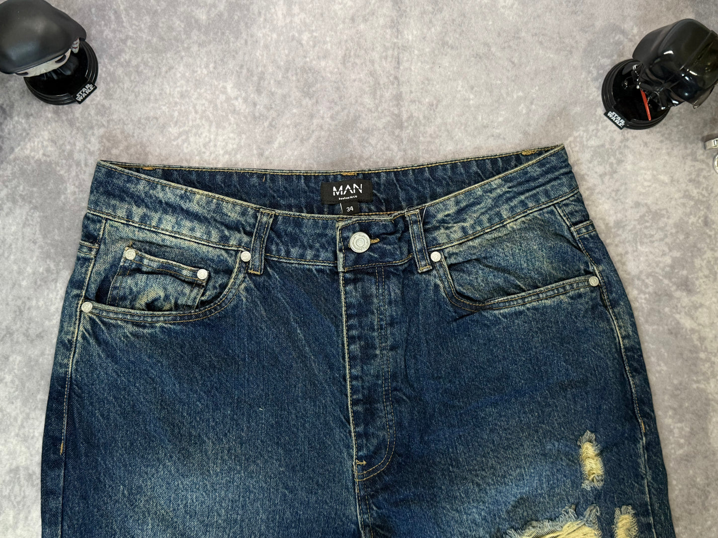 Tall Slim Rigid Flare Distressed Gusset Panel Acid Washed Jeans