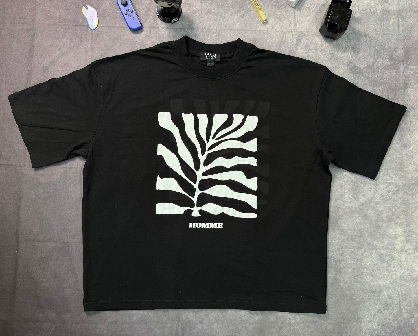 Oversized Boxy Leaf Puff Print T-Shirt
