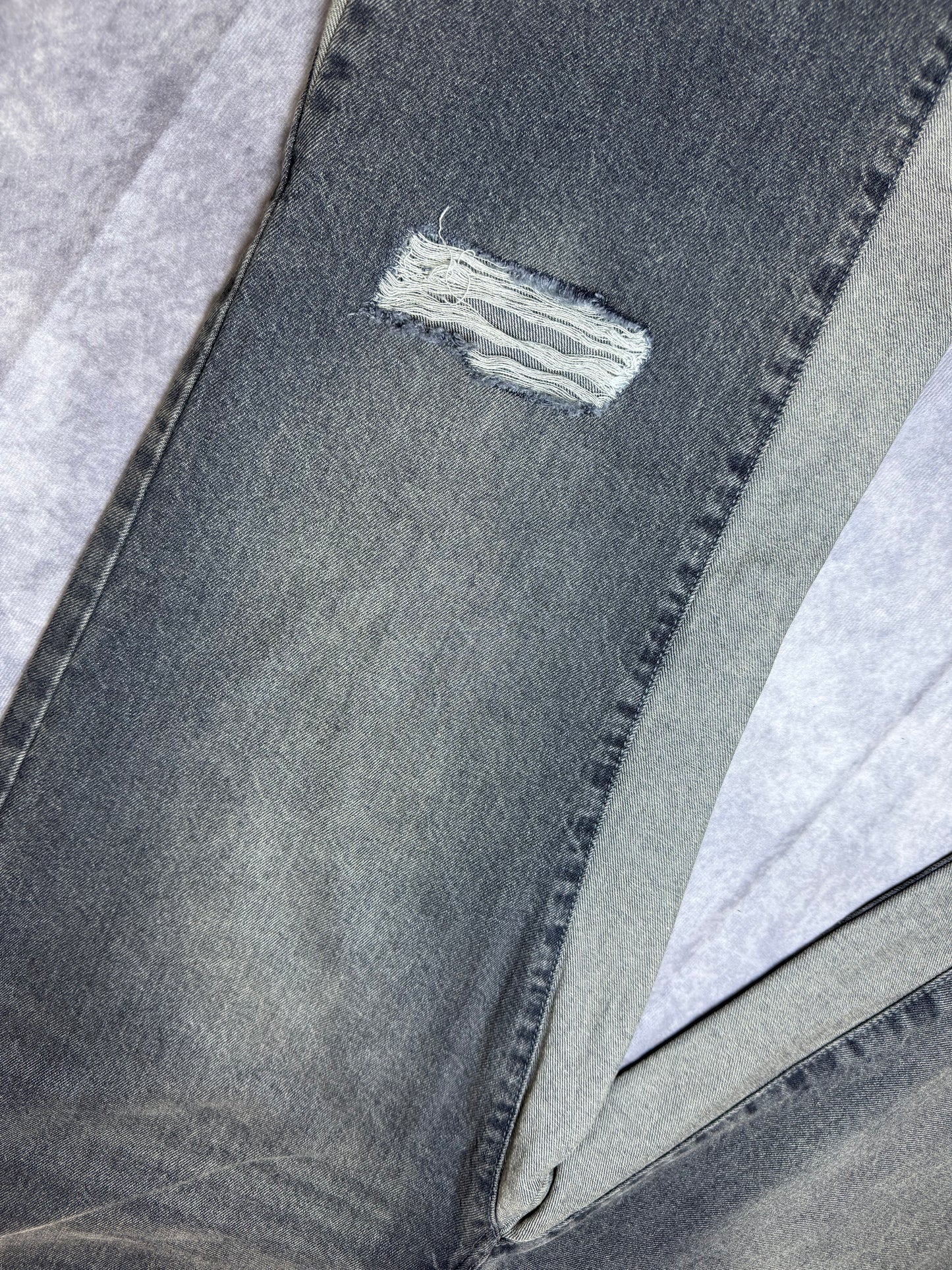 Plus Relaxed Rigid Flare Knee Rip Jeans