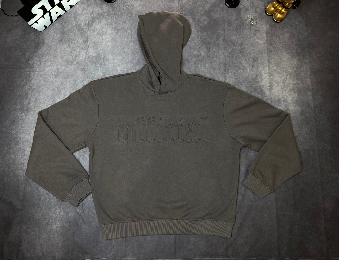 Oversized Boxy Gothic Official Embossed Short Hooded Tracksuit
