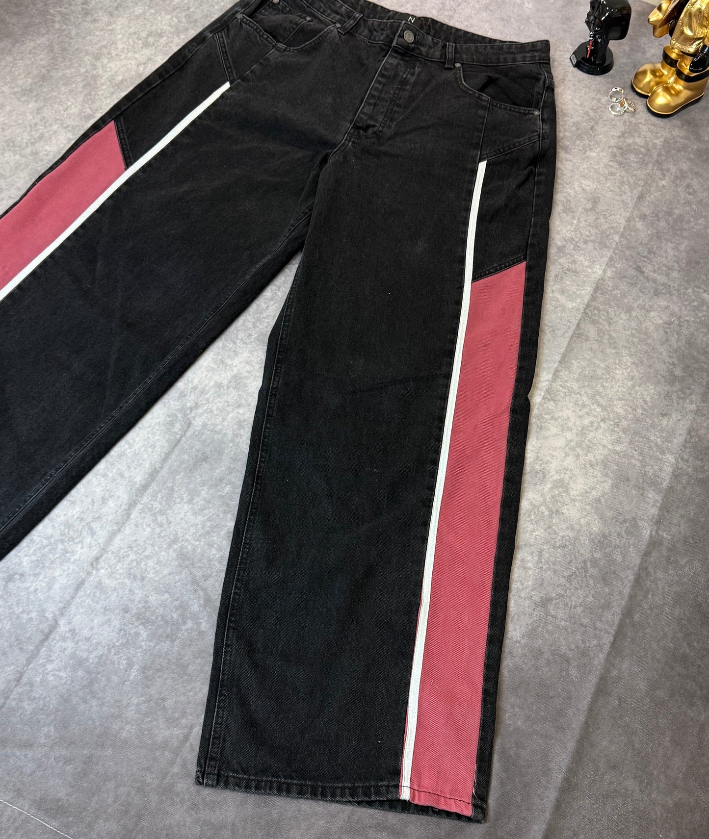 Tall Baggy Moto Panel Jeans