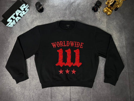 Oversized Boxy Moto Raw Edge Applique Sweatshirt