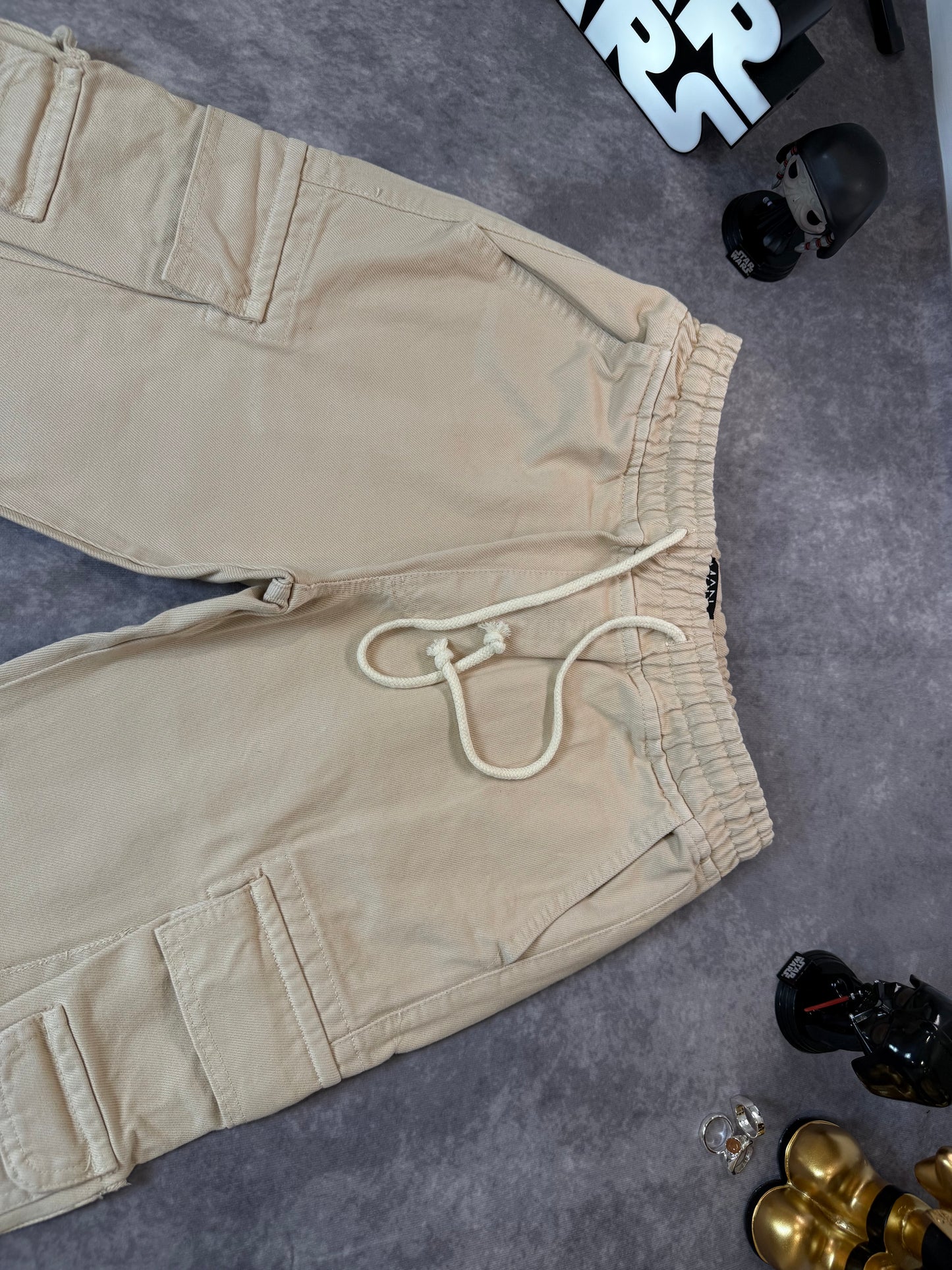 Popper Hem Multi Cargo Pocket Relaxed Fit Flared Jeans