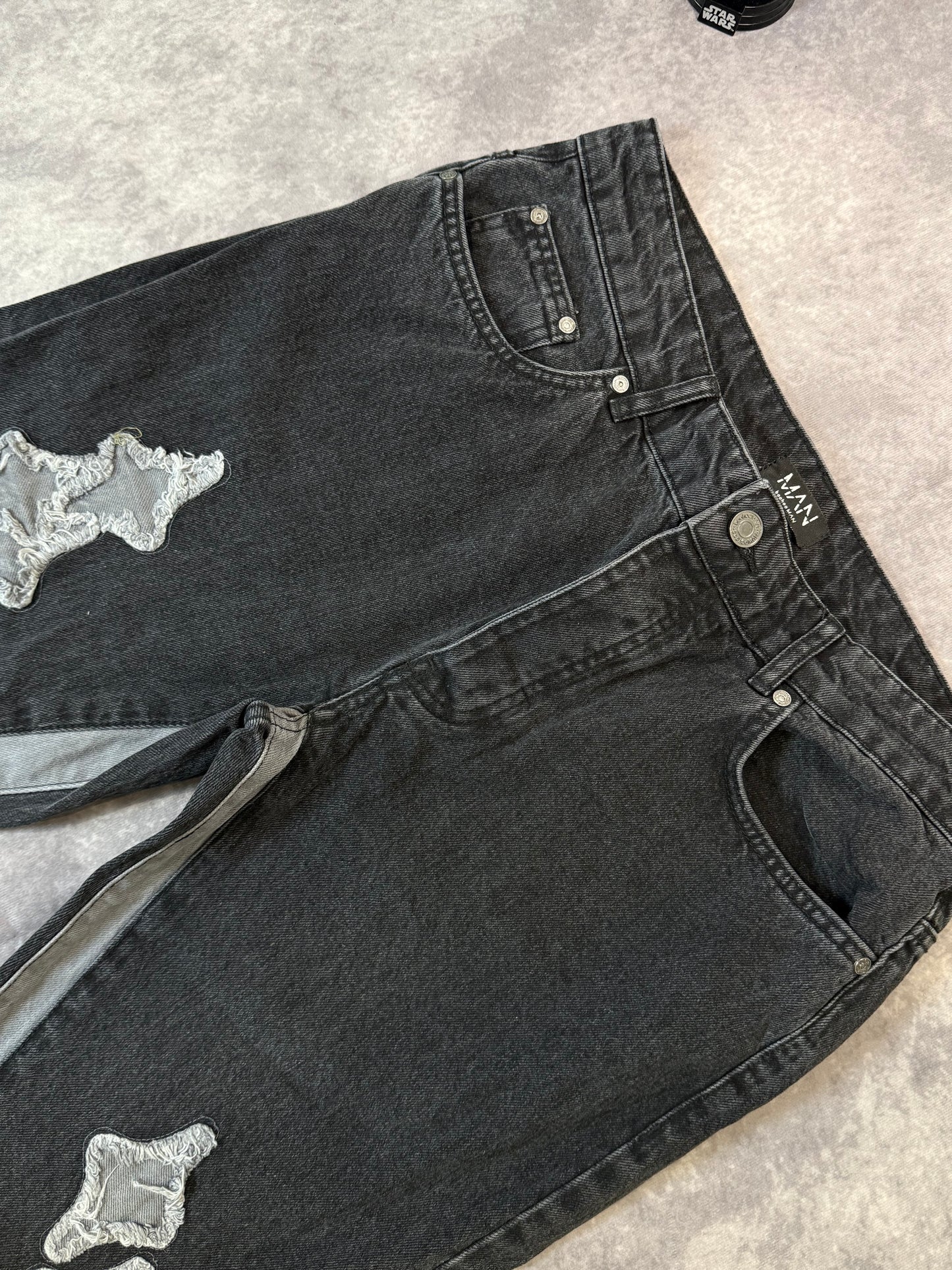 Slim Rigid Flare Applique Panel Jeans
