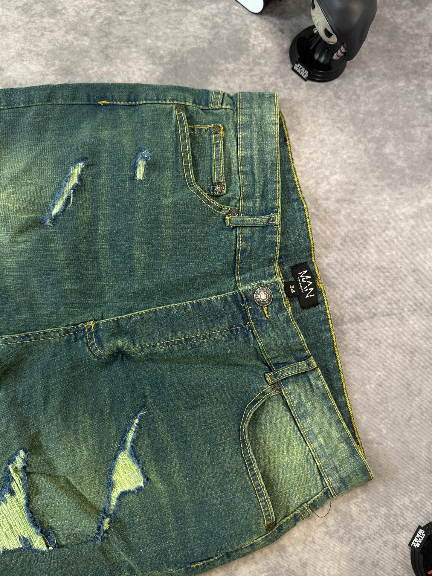 Skinny Stretch Stacked Flared Ripped Jeans