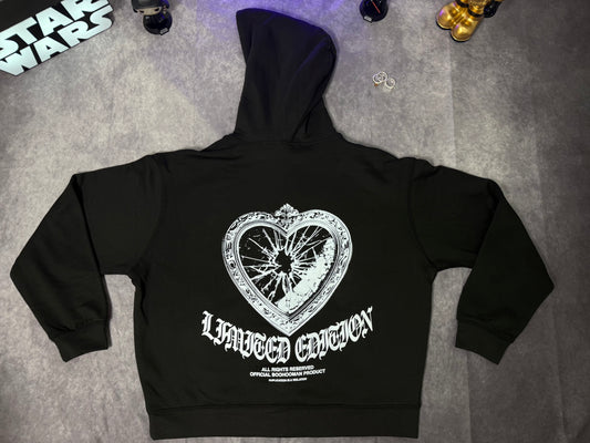 Oversized Boxy Gothic Heart Locket Graphic Hoodie