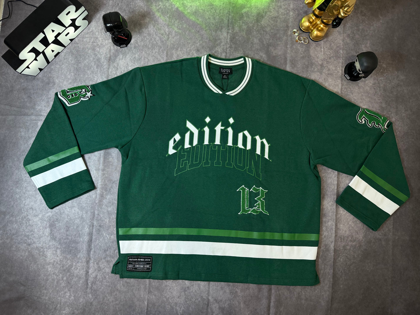 Oversized Varsity Applique V Neck Sweatshirt Tracksuit