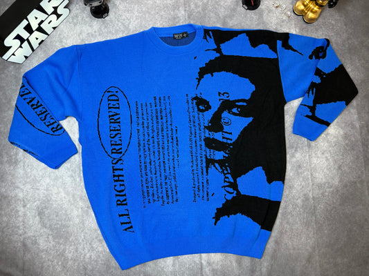 Oversized Portrait Text Knitted Sweater