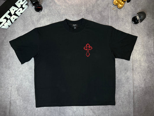 Oversized Boxy Embroidered Gothic Cross T-Shirt