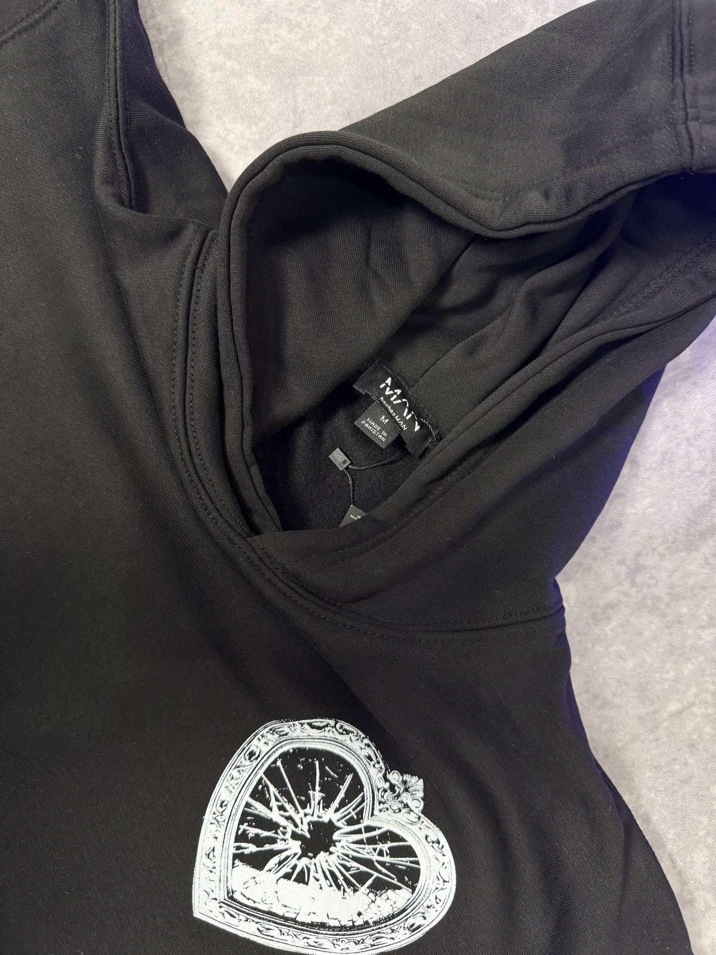 Oversized Boxy Gothic Heart Locket Graphic Hoodie