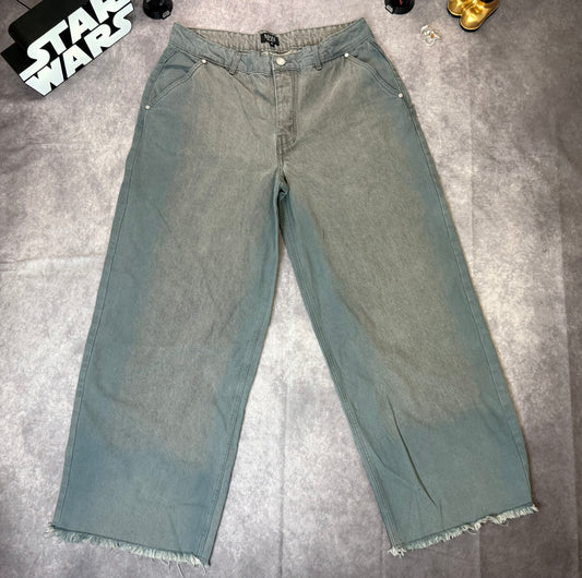 Baggy Rigid Bleach Seam Jeans In Mid Grey