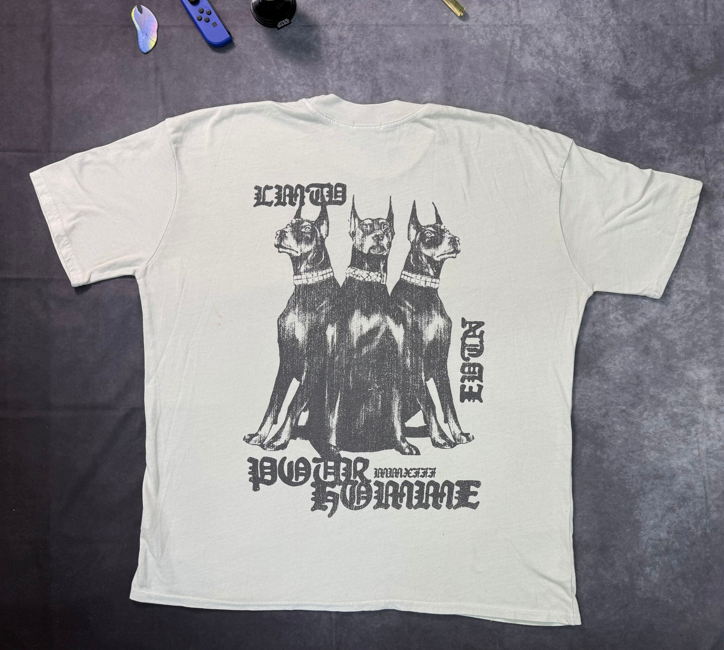Oversized Extended Neck Canine Graphic T-Shirt