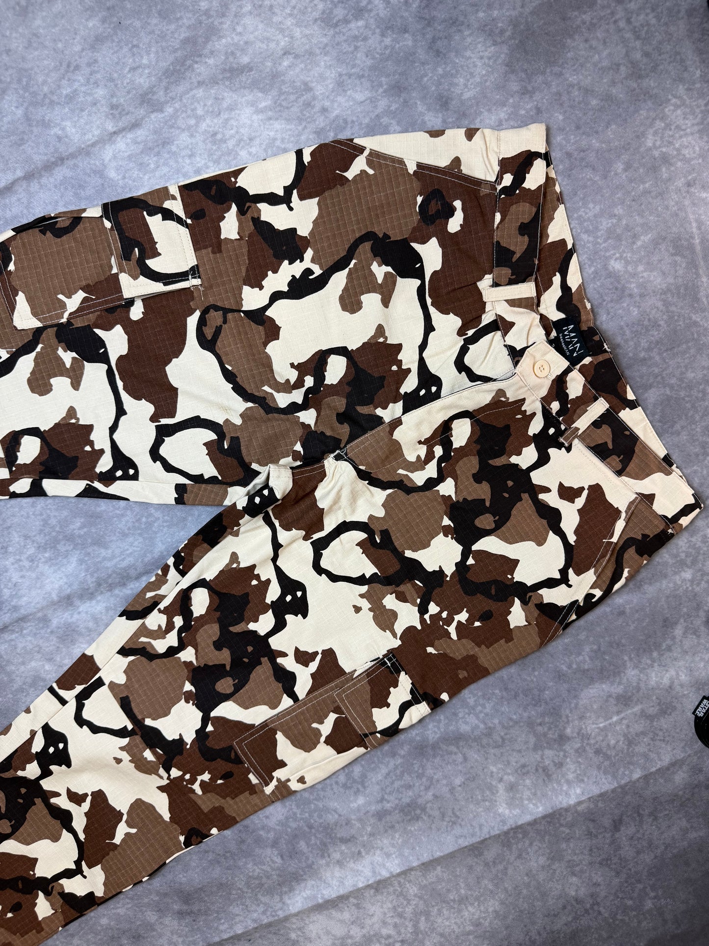 Fixed Waistband Ripstop Straight Leg Camo Pants