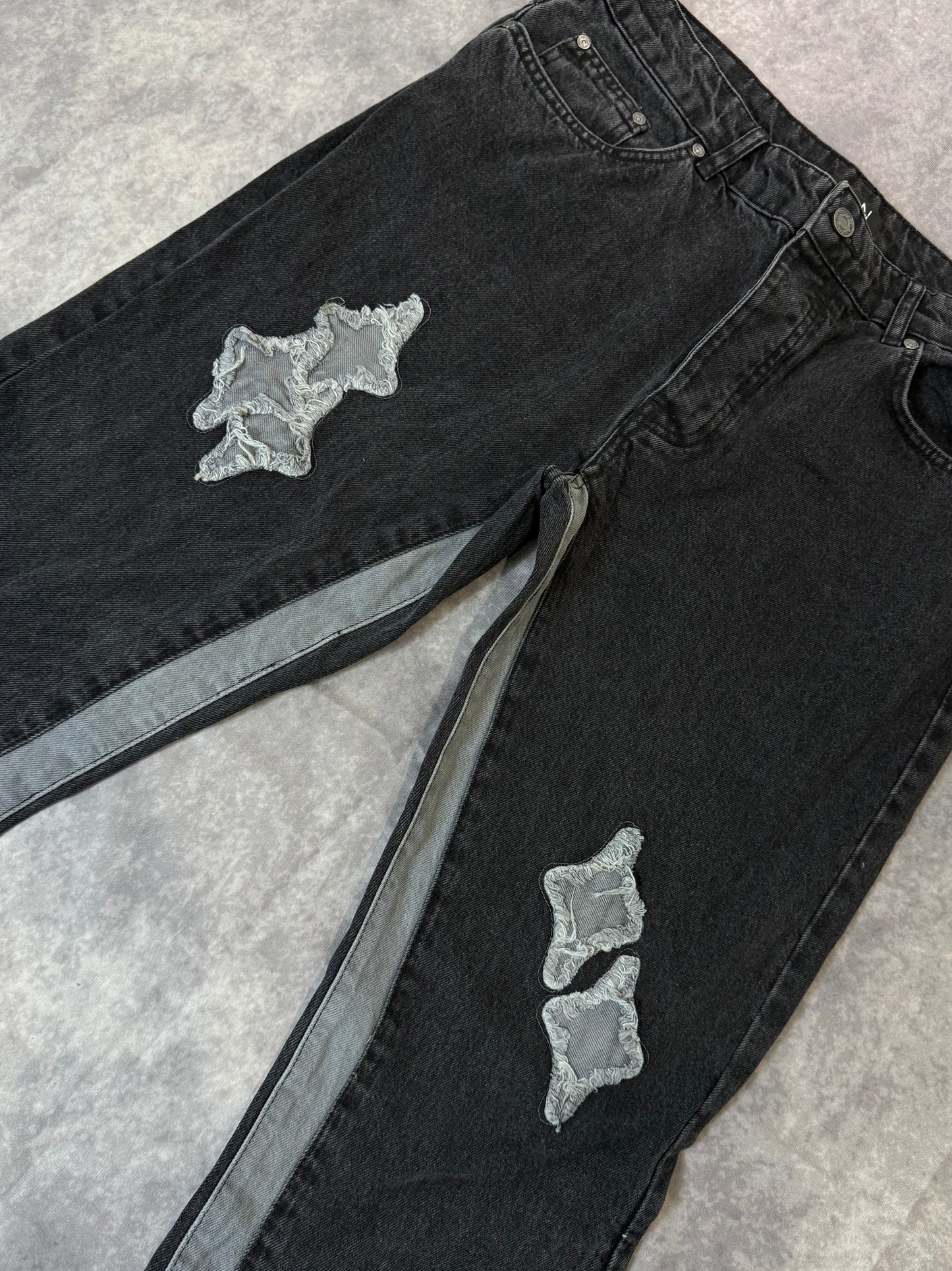 Slim Rigid Flare Applique Panel Jeans