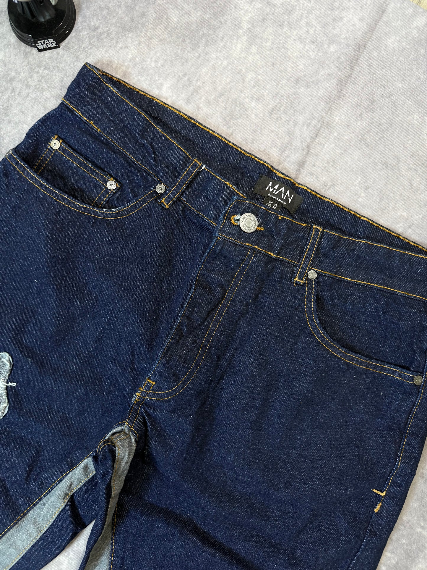Slim Rigid Flare Applique Panel Jeans