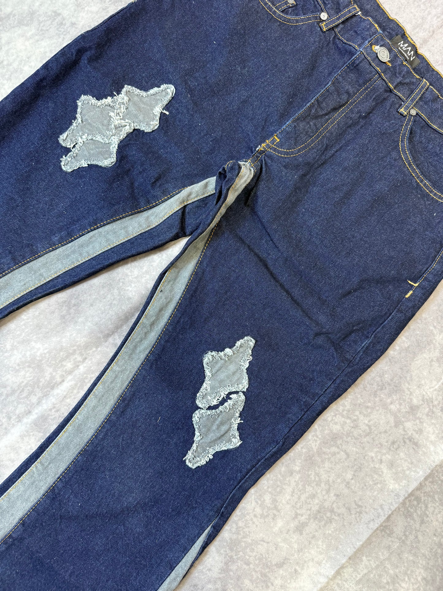 Slim Rigid Flare Applique Panel Jeans