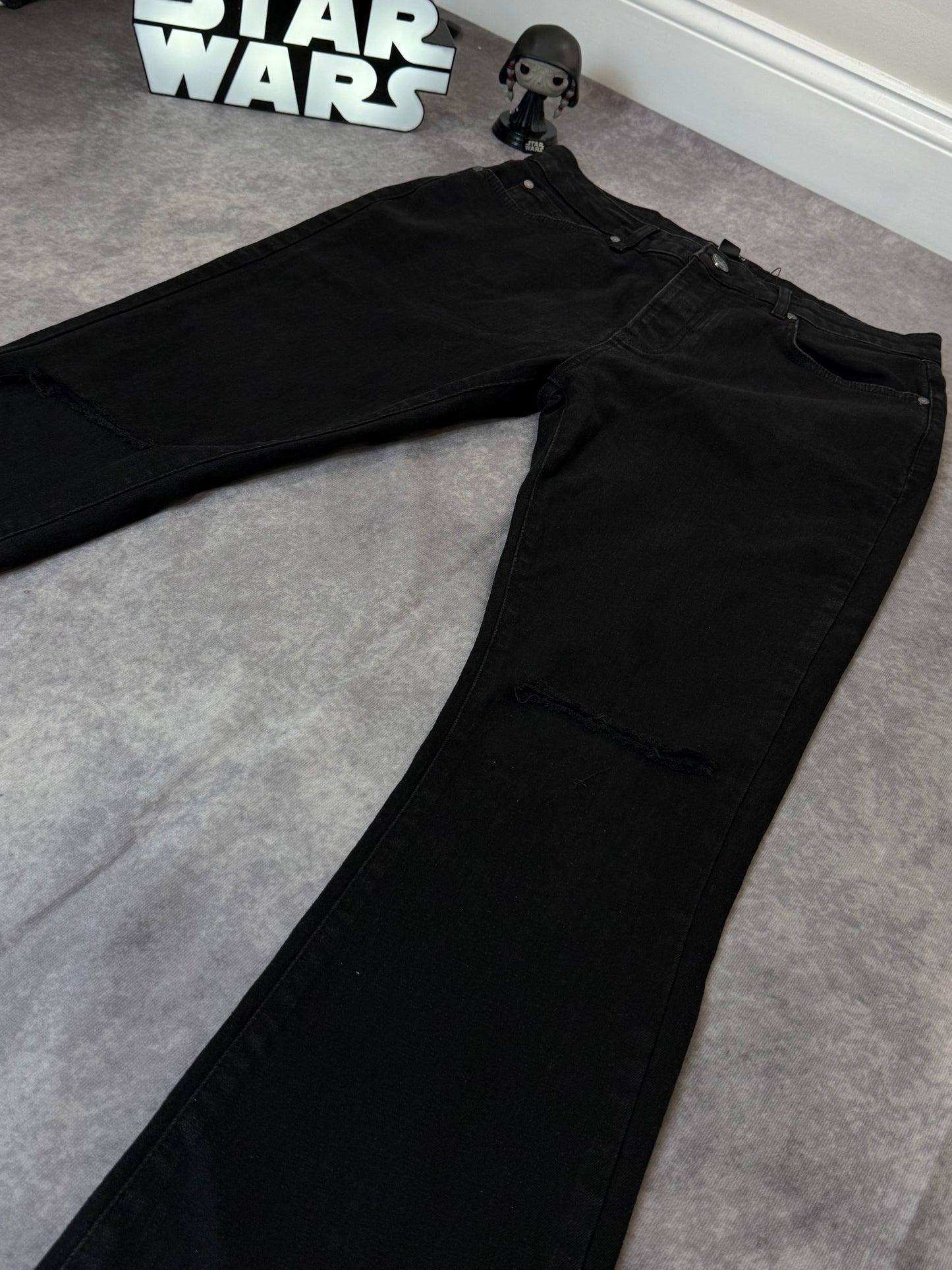 Skinny Stacked Flared Ripped Knee Jeans