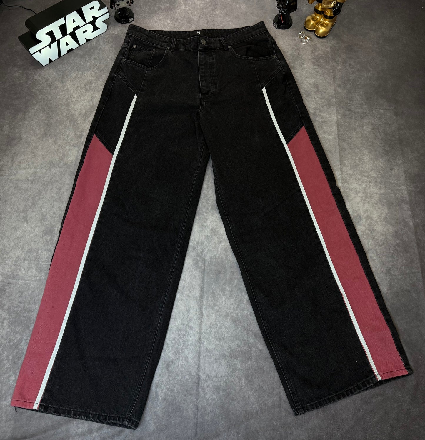 Tall Baggy Moto Panel Jeans
