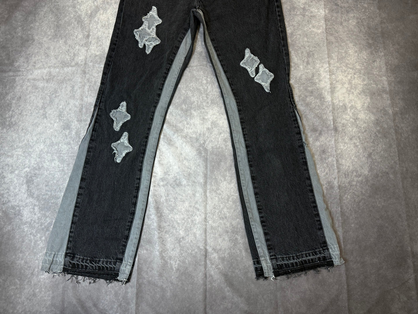 Slim Rigid Flare Applique Panel Jeans