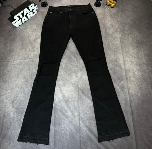 Skinny Stacked Flared Ripped Knee Jeans