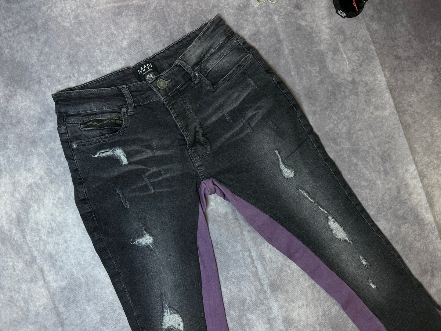 Skinny Stretch Gusset Detail Flared Jeans