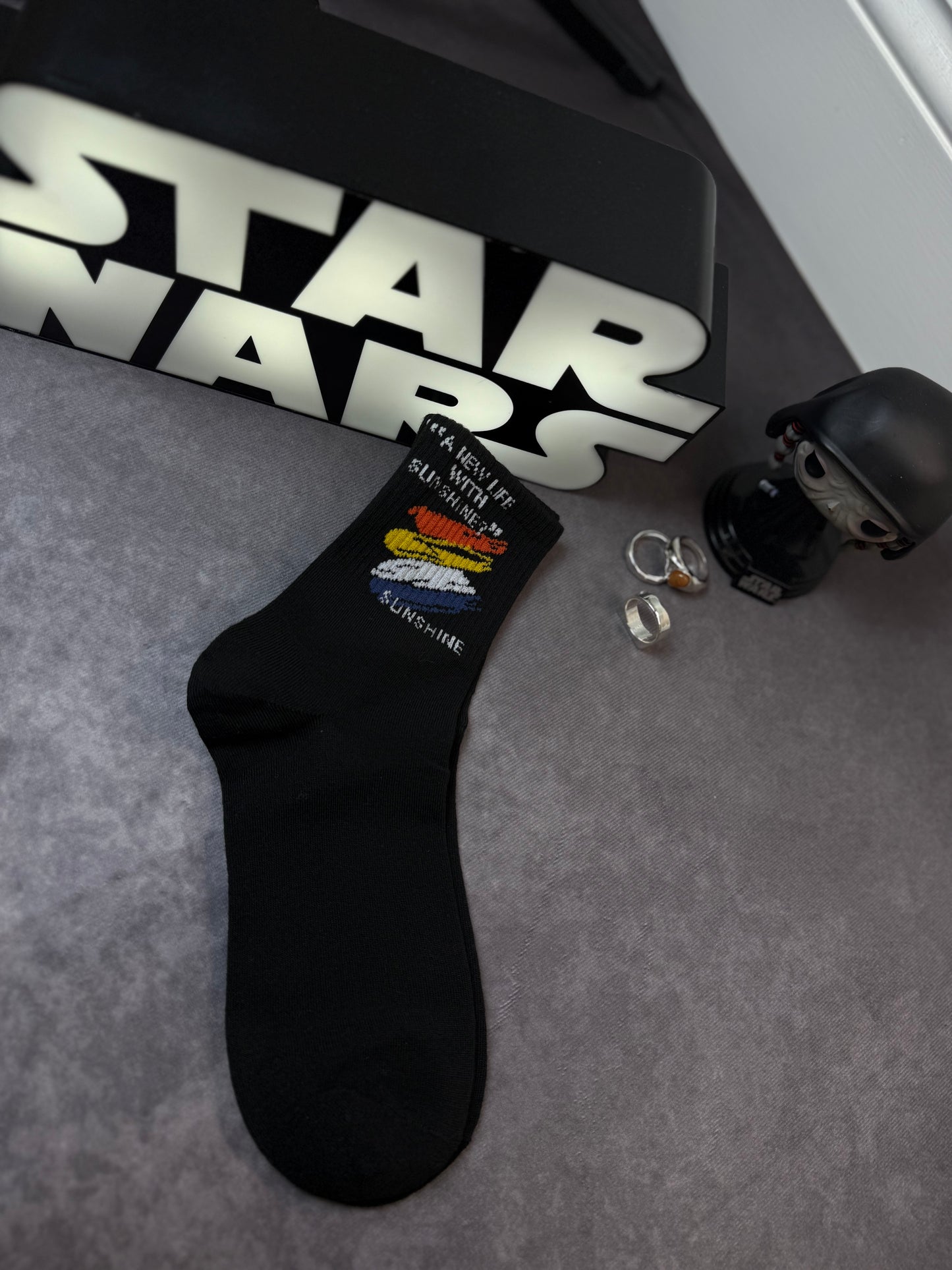 Dino &amp; Robot Print Skateboard Sport Mid-calf Socks
