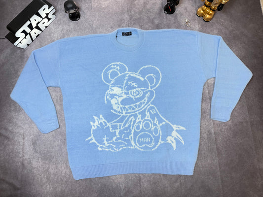 Oversized Fluffy Teddy Sweater in Blue