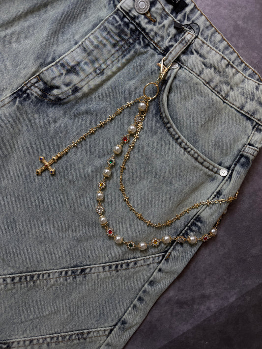 Vintage Luxurious Multi-Layer Rhinestone & Faux Pearl Waist Chain