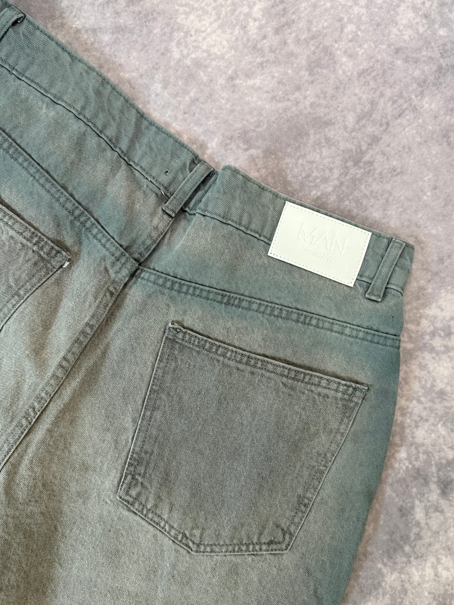 Baggy Rigid Bleach Seam Jeans In Mid Grey