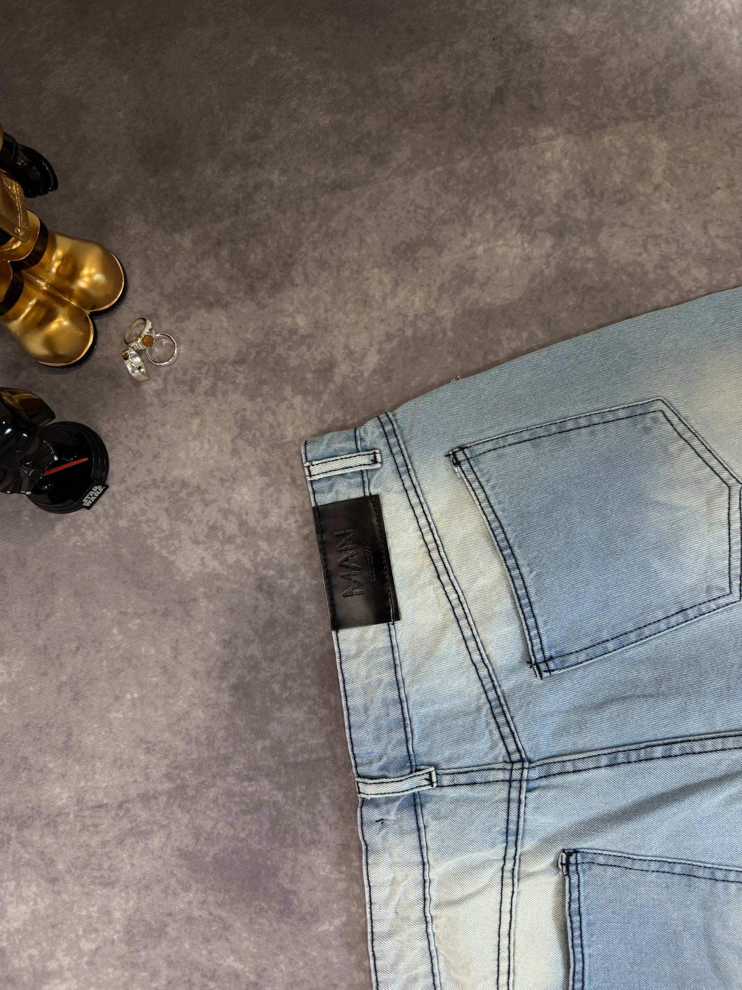 Tall Raw Edge Rip & Repair Carpenter Panel Relaxed Fit Flared Jeans