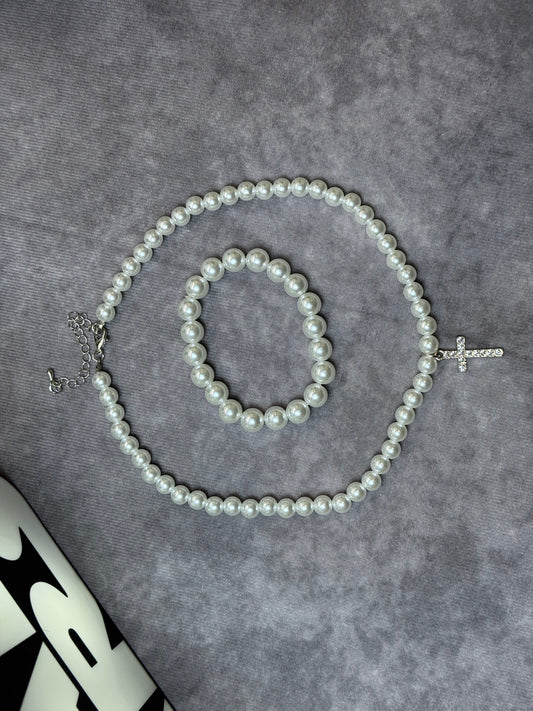White Simple &amp; Fashionable Faux Pearl Beaded Men's Bracelet