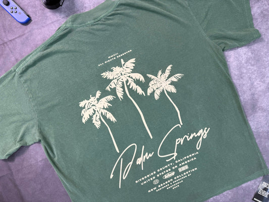 Oversized Extended Neck Palm Springs Graphic Washed T-Shirt