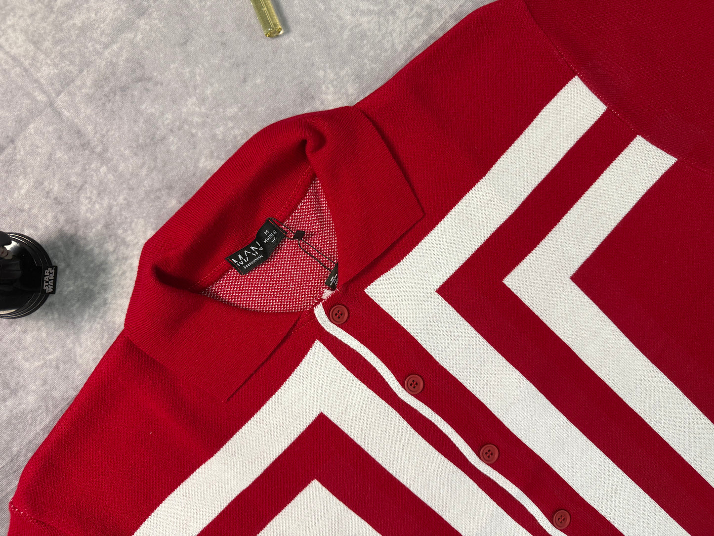 Oversized Boxy Border Knit Revere Shirt