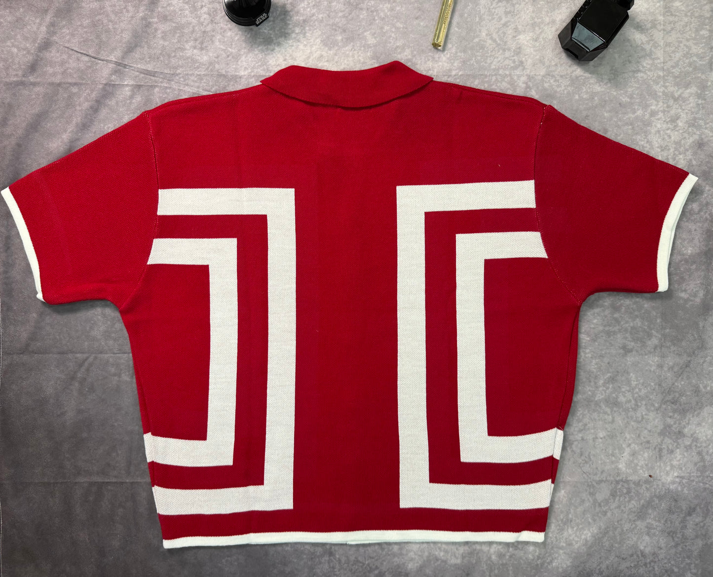 Oversized Boxy Border Knit Revere Shirt