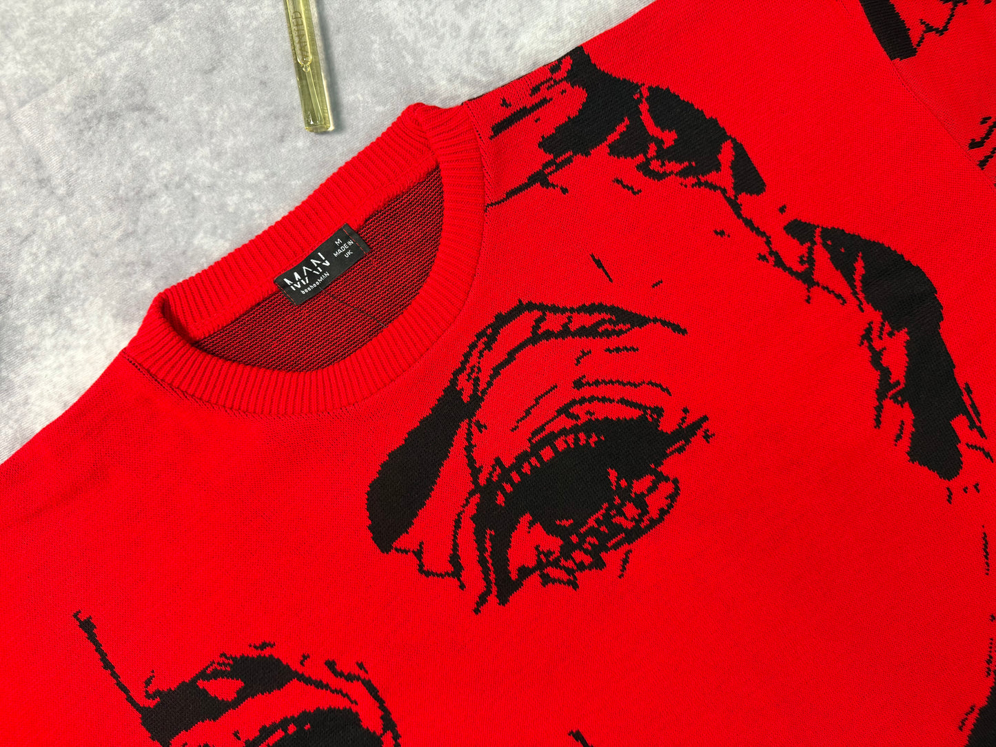 Oversized Line Drawing Knitted T-shirt