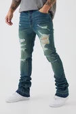 Skinny Stretch Stacked Flared Ripped Jean